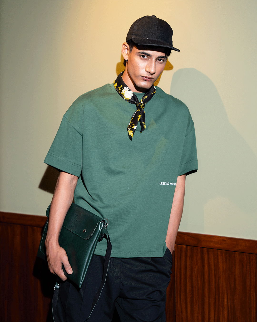 LESS IS MORE TEE in Bottle green